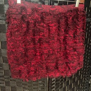 Michael Kors Red Ruffle Snakeskin Mini Skirt Sz 6